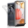 [2 Pack] Noir verre trempé + Coque étui Téléphone pour Samsung Galaxy A42 5G 6.6" Silicone Transparent TPU-0