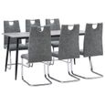 *92392 Ensemble table à manger 6 personnes + 6 chaises - Ensemble de salle à manger Scandinave - Gris - Similicuir-0