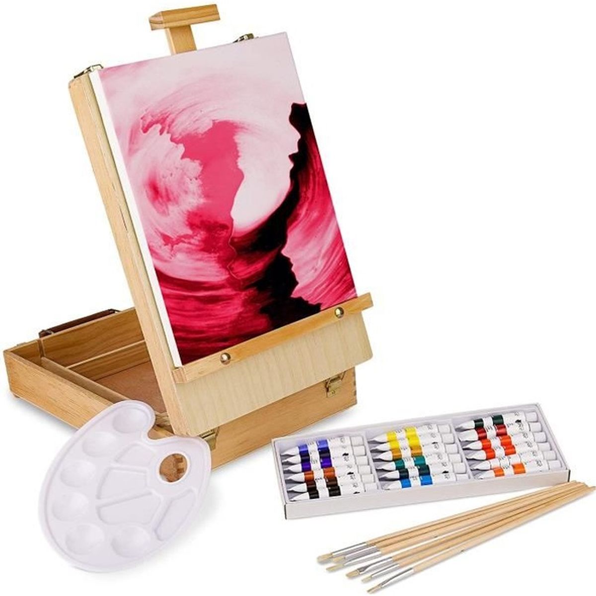 2 Toile & Peinture et pinceaux Crelando ® 51-Pièce de table en bois chevalet peinture Set 