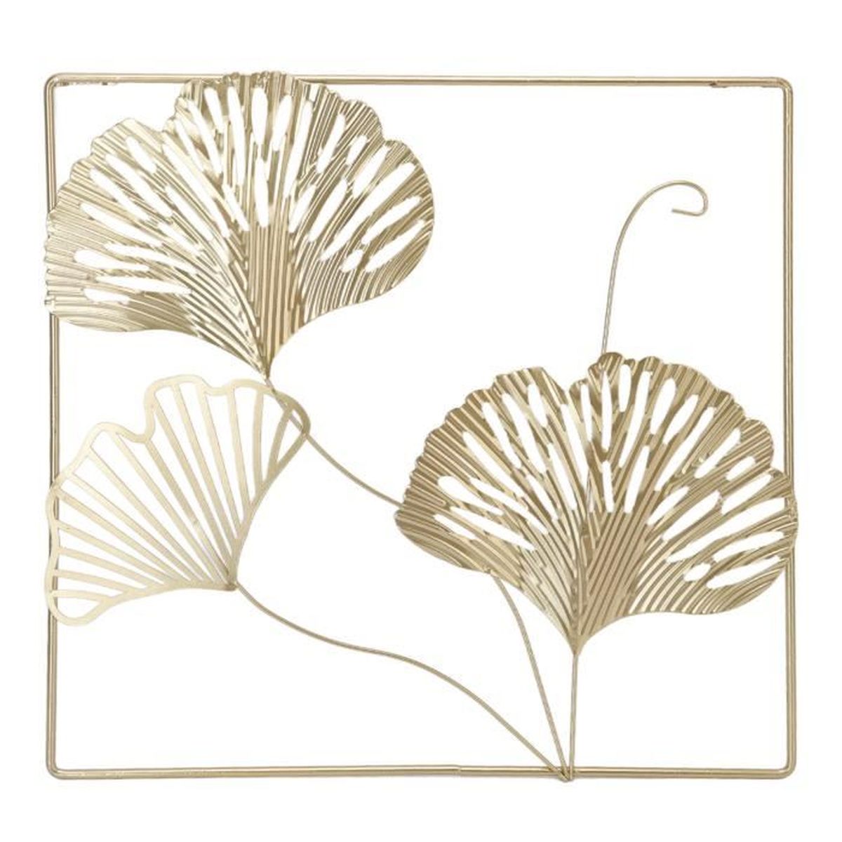 Décoration Murale Métal Doré – Feuilles De Ginkgo, Effet Vieilli, TBE