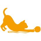 Sticker Décoration Chat Joue Avec Sa Pelote De Laine 30x47 Cm Orange Clair Chat019