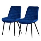 ML-Design Lot de 2 Chaises de Salle à Manger, Bleu Foncé, Assise en Velours Pieds Métalliques Noirs, Chaises de Cuisine avec