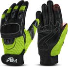 ADM. ADM Gants Moto Scooter En Cuir Homologués CE + Logo Motard Équipement Souple & Respirant - Vert Fluo. & Noir