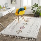 LIVABLISS Tapis de Salon à Poils Longs Doux Shaggy Bohème INO 160x213cm Multicolore/Blanc