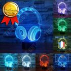 LUNAVO Lampe à poser - TD® - Casque de DJ - LED 3D - Multicolore - 3W - Décoration chambre enfant