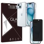 Tikawi Coque Iphone 15 (6.1") Transparente + Verre trempé Anti Espion [Gel Souple] [Haute Protection] [Anti-Rayure] [Fine et