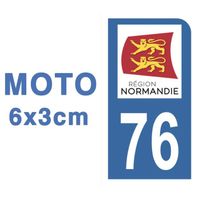 Autocollants Stickers plaque immatriculation scooter moto département 76 Seine-Maritime Logo Région Normandie