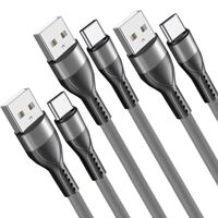 3x Câble USB-C 3A Nylon Charge Rapide pour Samsung Galaxy S23 Ultra S23+ S22 Ultra S22 Plus S21 FE S21 Ultra S20 S10 S9 - 1M Gris