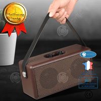 INN Retro wooden dual speakers bluetooth speaker collection home computer mobile phone outdoor portable leather subwoofer speaker