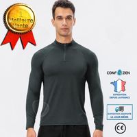 Sweat-shirt fitness homme automne/hiver manches longues séchage rapide demi-zip - CONFOZEN - Gris - Respirant