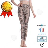 Leggings de yoga motif serpent CONFO® pour femmes - Marron - Taille L - Respirants et confortables