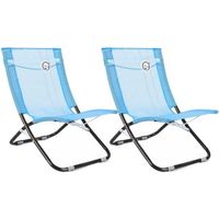 Chaise de plage pliable O'Beach - Lot de 2 - Dimensions : 58 x 47 x 61 cm - Bleu - Acier