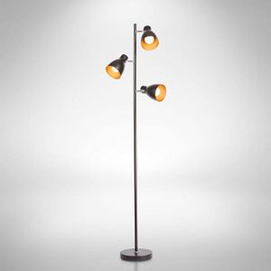 LAMPADAIRE lampadaire LED vintage lampe à pied design rétro 3 spots orientables ampoules E27 LED ou halogène hauteur 1665 cm métal noir[m24