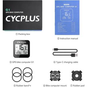 COMPTEUR POUR CYCLE CYCPLUS G GPS Cyclisme,Compteur Vélo GPS,Ordinateur de Vélo sans Fil IPX6 Étanche,Odomètre de Vélo pour Vitesse,Distance,Temps Ré
