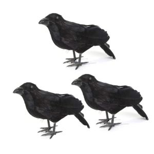 OBJET DÉCORATIF Lot de 3 corbeaux noirs de qualité supérieure - Po