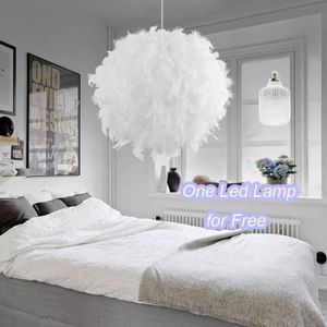 LUSTRE ET SUSPENSION BK Moderne De Luxe Blanc Plume Ball E27 Plafond Lustre Pendentif Lumière Ombre Lampadaire Décor Droplight pour Salon Chambre