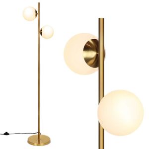 LAMPADAIRE COSTWAY Lampadaire Salon-2 Abat-jours Globes en Ve