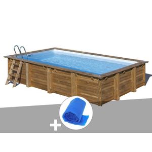 PISCINE Kit piscine bois Gré Mango 6,18 x 3,20 x 1,33 m + Bâche à bulles