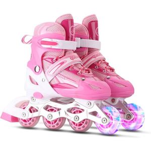 Chaussures De Patinage Réglables pour Tout-Petits pour Filles Et Garçons Patins À roulettes Portables À Double Rangée APJJ Patins À roulettes Quad pour Adultes Et Enfants 18-23 Cm