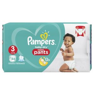 COUCHE LOT DE 2 - PAMPERS : Baby-Dry Pants - Culottes Pampers taille 3 (6-11 kg) 44 culottes