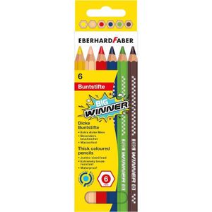 CRAYON GRAPHITE 518706 - Big Winner Crayons De Couleur En 6 Couleurs, Épaisseur De Mine 6 Mm, Incassables Et Ergonomiques À Trois Faces, En É[L5441]