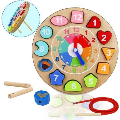 Horloge Pédagogique En Bois Pour Enfants – Jouet éducatif 2 Ans+, Tri Des Formes, Apprendre L'heure, Brille Dans Le Noir