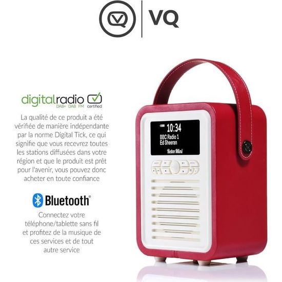 VQ Retro Mini Radio DAB Plus/DAB avec Bluetooth,FM et Radio Réveil ...