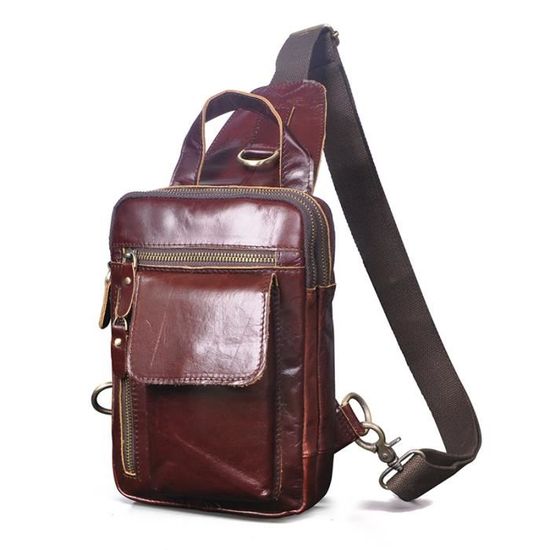 Sac à Bandoulière Vintage En Cuir Pour Homme - Style School Messenger - Taille M - Neuf Sans étiquette