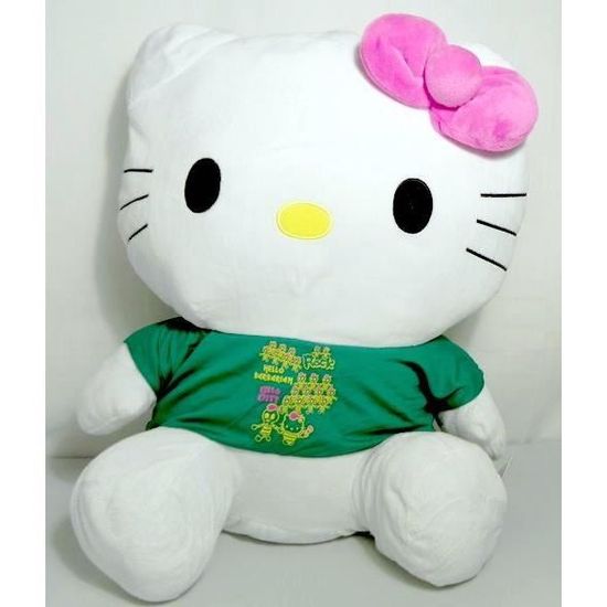 Peluche Géante Hello Kitty 70 cm verte Cdiscount Jeux Jouets