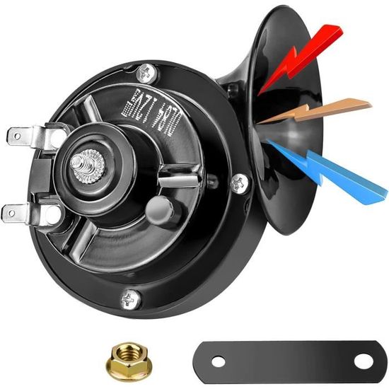 Klaxon Moto 12V 110 DB - Argent Chromé, Diamètre 72 Mm, Pour Moto Et Voiture