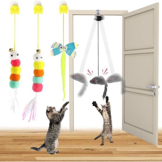 Jouet Interactif Pour Chat 2 Pièces - Balle Automatique Avec Capteur, Queue En Peluche - Stimule L'instinct De Chasse