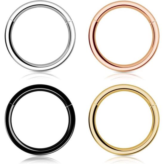 Anneaux De Septum / Cartilage 16G Acier Chirurgical 316L – Boucles Cliquet Hinge Clicker Pour Nez, Hélix, Daith, Tragus (Lot Unisexe)