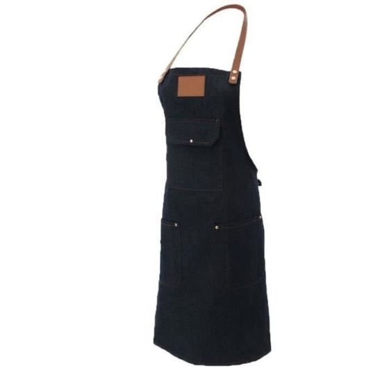 Tablier Femme Denim Longue - Licou Réglable Et Poches - 71x65cm - Pour Cuisine Et Atelier