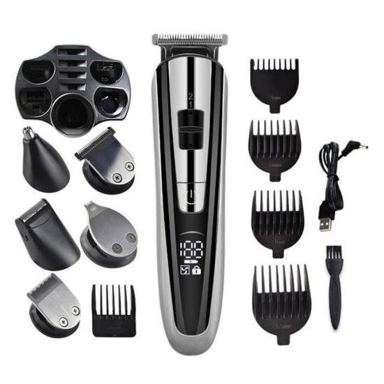 AWY21983-Tondeuse à cheveux électrique 5 en 1 kit de rasoir électrique rechargeable USB tondeuse à barbe multifonctionnelle