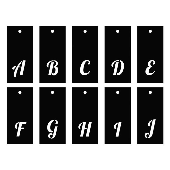 Pochoirs alphabet 70 motifs - lettre cursives & chiffres
