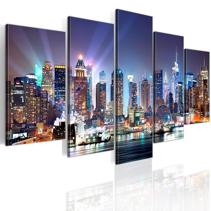 Tableau - Ville illuminée - 200x100 - XXL - Villes - New York -