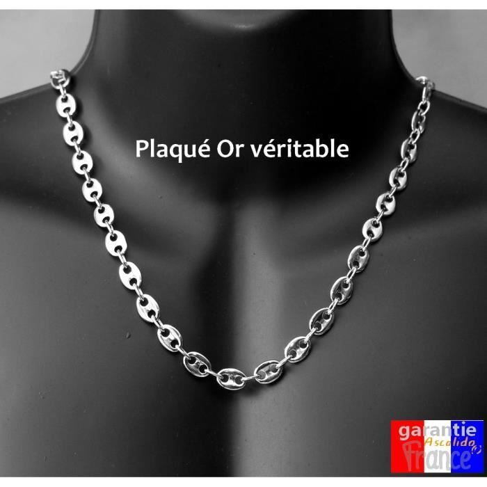 Chaine 60cm grain de café pour homme en argent 925 massif large 9mm avec boite à offrir