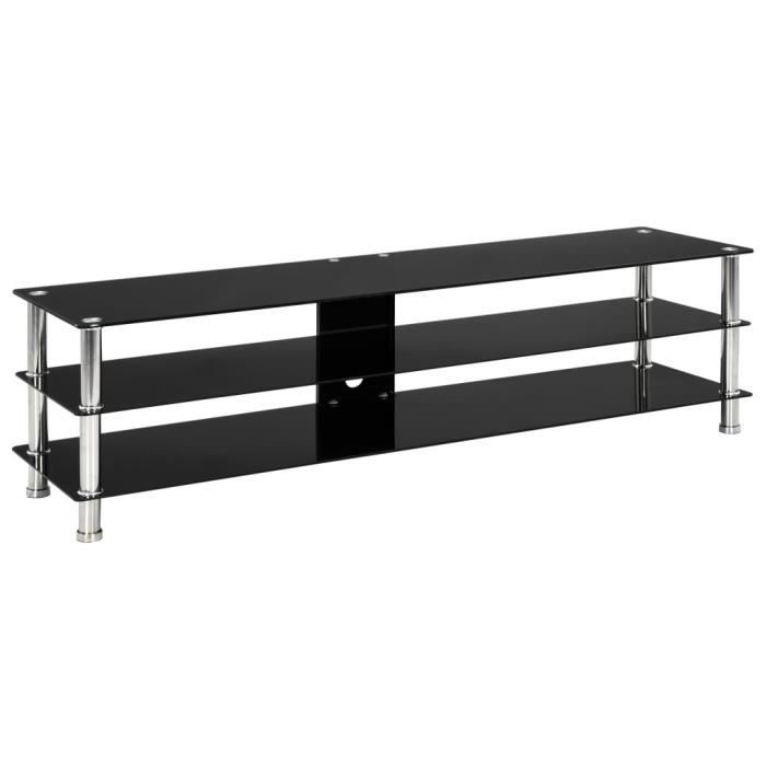 Meuble TV Noir 150 x 40 x 40 cm Verre trempé