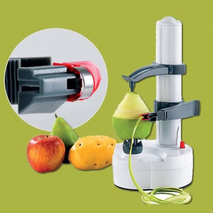 Éplucheur Electrique avec 2 Lames de Rechange, Multifonction Cuisine Automatique Épluche pour Pommes de Terre, Fruits et Légumes