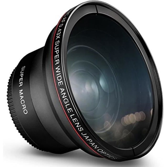 Objectif TP4DG grand angle HD professionnel 55 mm 0,43x (avec partie macro) pour appareils photo Nikon D3400, D5600 et Sony Alpha