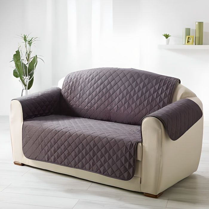 DOUCEUR d'INTERIEUR Protège canapé matelassé Club 279x179 cm anthracite
