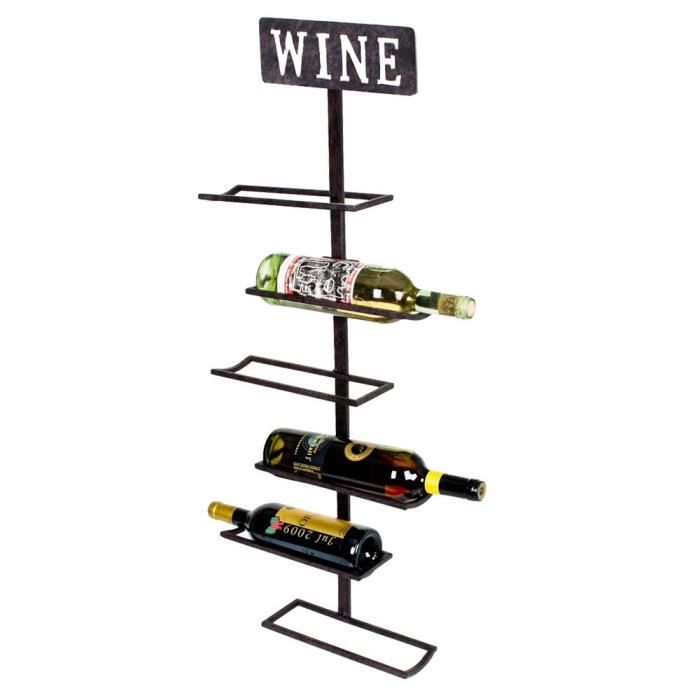 Étagère murale design vin 5x bouteilles suspendue support lettrage vin rouille couleur HARMS 504865