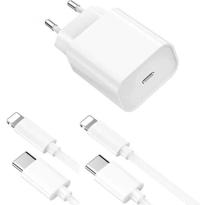 Chargeur Rapide 18W + 2 Cables