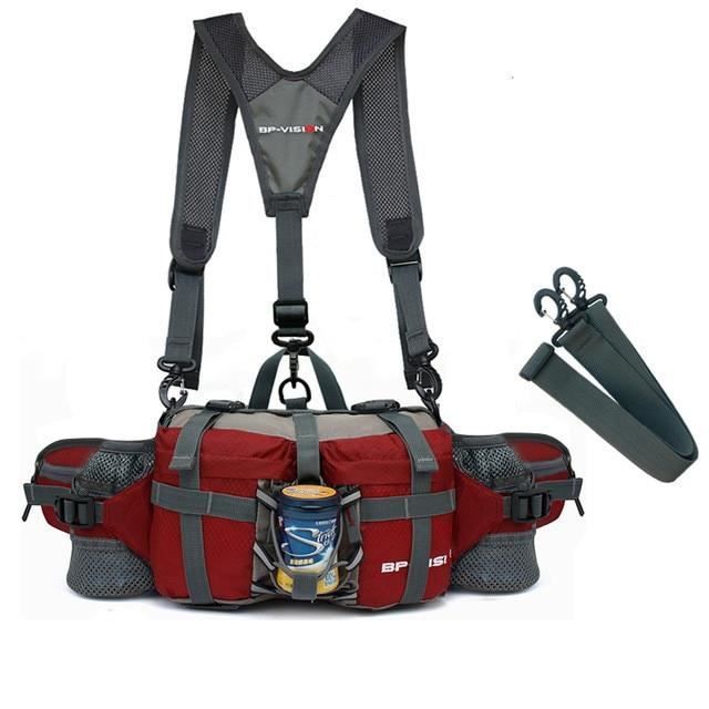 red with strap -Sac à bandoulière multifonction étanche pour hommes et femmes, sacoche de taille tactique pour Camping en plein air