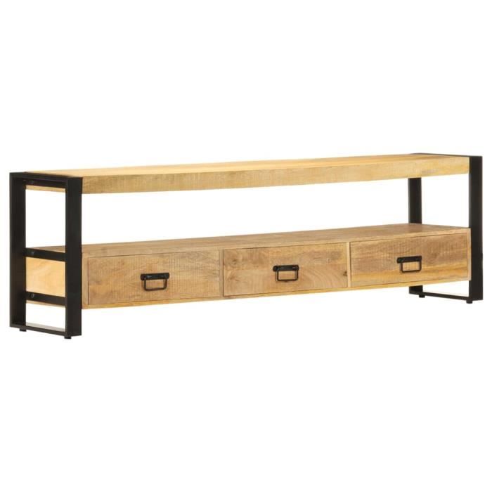 CHIC Meuble TV Meuble de télévision rustique Meuble HiFi 150x30x45 cm Bois solide de manguier 8925