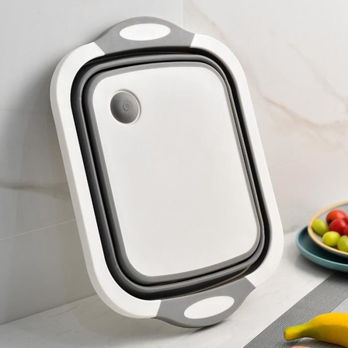 Planche à découper,Pliage blocs à découper Gadgets de cuisine passoire alimentaire planches à découper lavage panier - Type WHITE