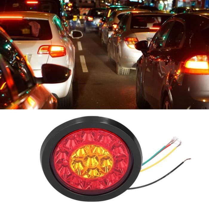 feu arrière à LED 12-24V 16LED feu arrière rond rouge jaune lumière couleur clignotant pour remorques camions caravane RV-XIS