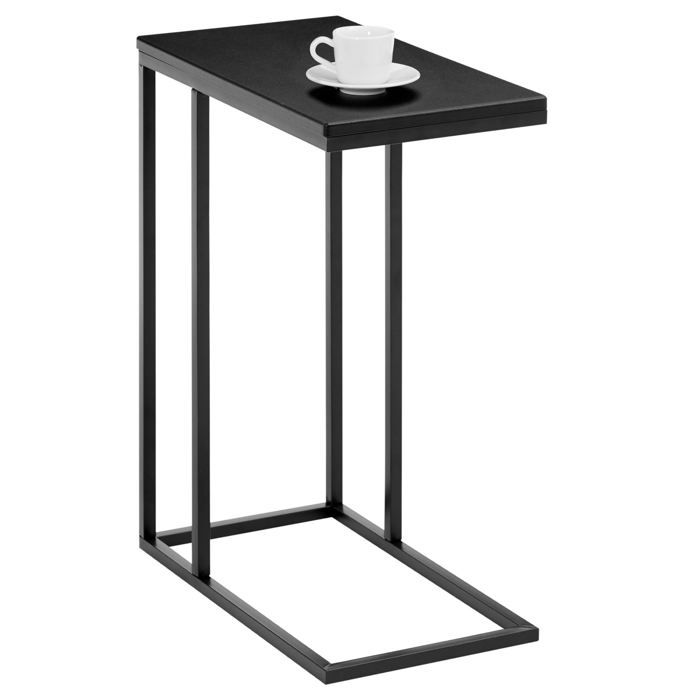 Bout de canapé DEBORA table d'appoint table à café table basse de salon cadre en métal noir et plateau rectangulaire en MDF noir mat