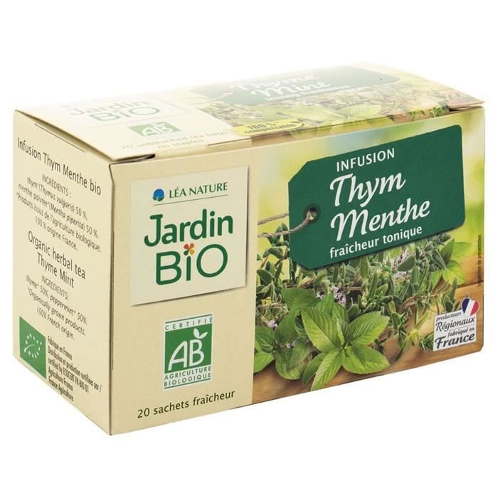 LOT DE 3 - JARDIN BIO Infusion Thym et Menthe 20 Sachets