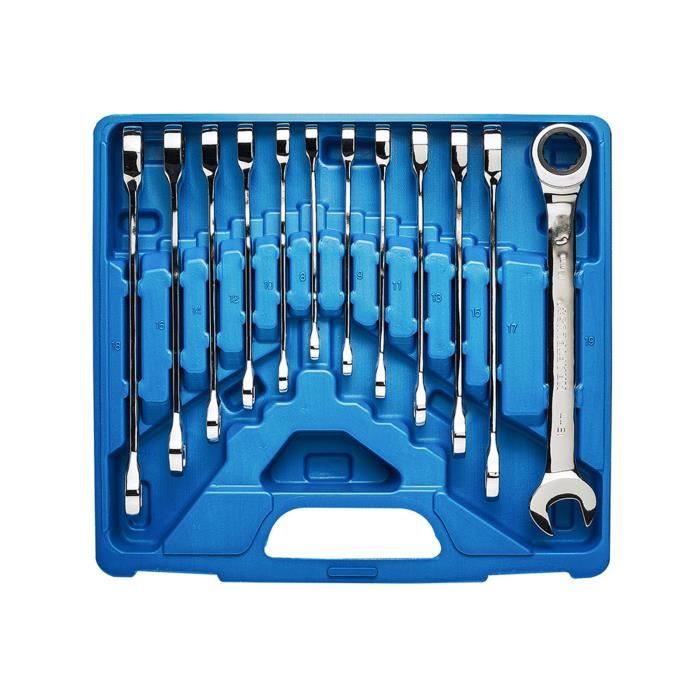 KRAFTPLUS® K.130-9012 Jeu de clés mixtes à cliquet 12 pcs - 8-19 mm - avec coffret